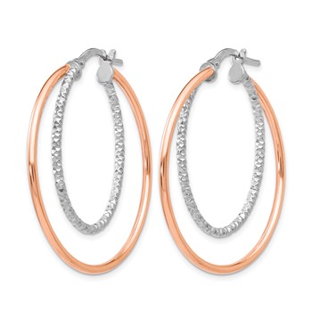 Leslie's Sterling Silver Rose-tone D/C Hoop Earrings — alternate view