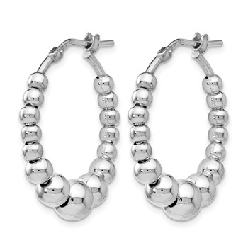 Leslie's Sterling Silver RH-plated Polished Beaded Hoop Earrings — alternate view