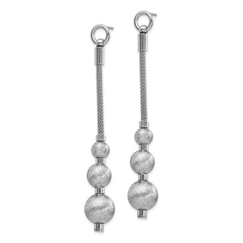 Leslie's Sterling Silver Polished & Brushed 3 Bead Dangle Earrings — alternate view