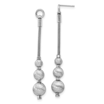 Leslie's Sterling Silver Polished & Brushed 3 Bead Dangle Earrings