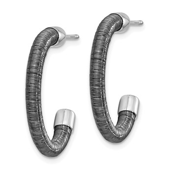 Leslie's Sterling Silver Rhodium & Ruthenium Textured Earrings — alternate view
