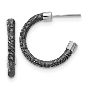 Leslie's Sterling Silver Rhodium & Ruthenium Textured Earrings