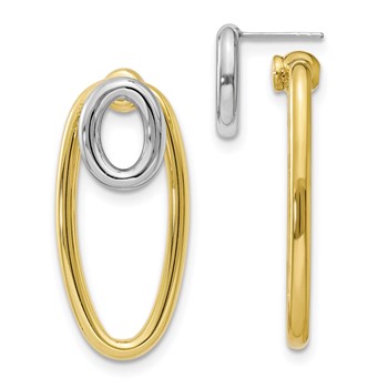 Leslie's Sterling Silver & Gold-tone Front & Back Oval Post Earrings