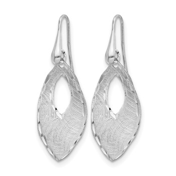 Leslie's SS RH-plated Textured & D/C Dangle Shepherd Hook Earrings — alternate view