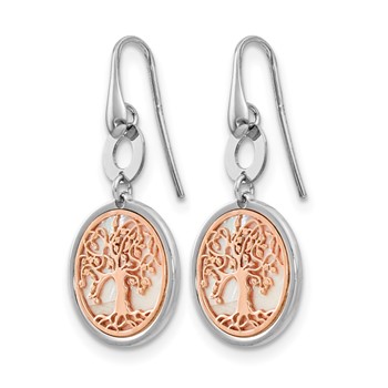 Leslie's Sterling Silver & Rose-tone MOP Tree of Life Dangle Earrings — alternate view