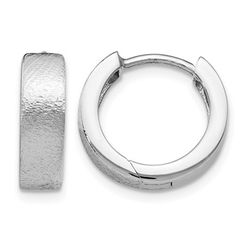 Leslie's SS RH-plated Radiant Essence Textured Huggie Hoop Earrings