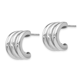 Leslie's Sterling Silver Polished & Brushed Post Hoop Earrings — alternate view