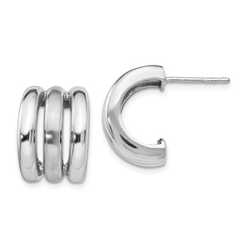 Leslie's Sterling Silver Polished & Brushed Post Hoop Earrings