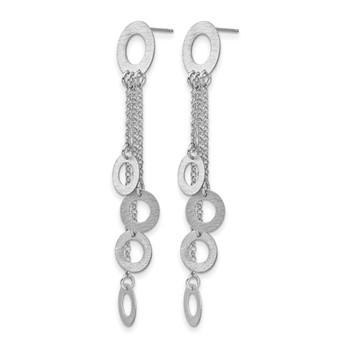 Leslie's Sterling Silver Rhodium Brushed & Polished Post Dangle Earrings — alternate view