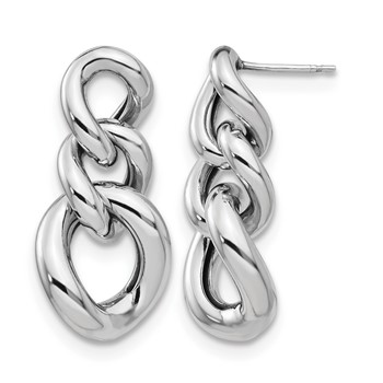 Leslie's Sterling Silver RH-plated Polished Post Dangle Earrings
