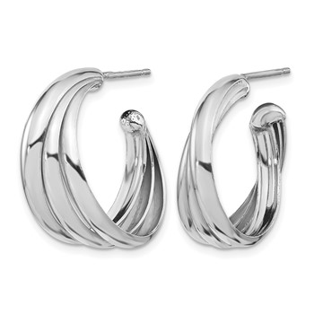 Leslie's Sterling Silver Rhodium-plated Polished Hoop Earrings — alternate view