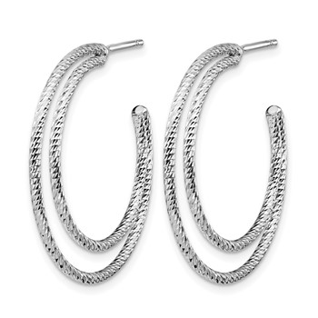 Leslie's Sterling Silver Rhodium-plated D/C Hoop Earrings — alternate view