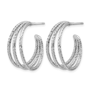 Leslie's Sterling Silver Rhodium-plated D/C J-Hoop Earrings — alternate view