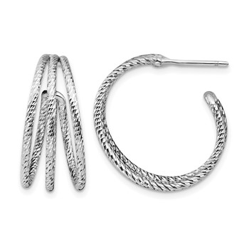 Leslie's Sterling Silver Rhodium-plated D/C J-Hoop Earrings