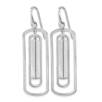 Leslie's Sterling Silver Rhodium-plated Polished & Brushed Dangle Earrings — alternate view