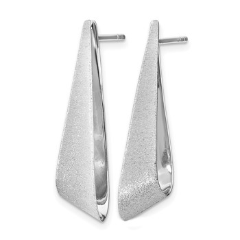 Leslie's Sterling Silver Rhodium-plated Sand-finish Post Dangle Earrings — alternate view