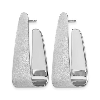 Leslie's Sterling Silver Rhodium-plated Sand-finish Post Dangle Earrings — alternate view