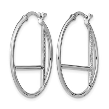 Leslie's Sterling Silver Rhodium-plated CZ Hoop Earrings — alternate view