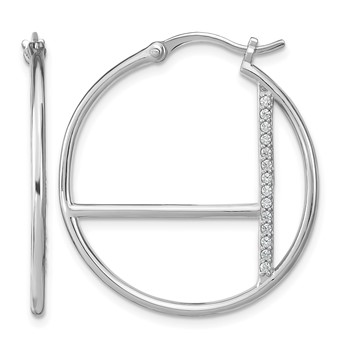 Leslie's Sterling Silver Rhodium-plated CZ Hoop Earrings