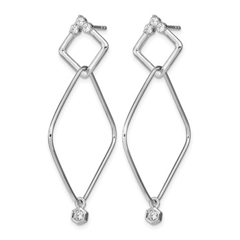 Leslie's Sterling Silver Rhodium-plated CZ Geometric Post Dangle Earrings — alternate view