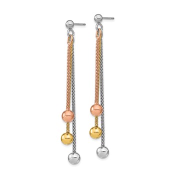 Leslie's Sterling Silver Rose & Yellow Gold-plated Post Dangle Earrings — alternate view