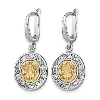 Leslie's Sterling Silver Rhod-plated Gold-tone Crystal Earrings — alternate view