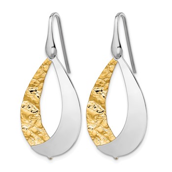 Sterling Silver Rhod-plated Gold-plated D/C Dangle Earrings — alternate view