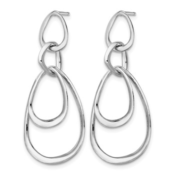 Leslie's Sterling Silver Rhodium-plated Polished Post Dangle Earrings — alternate view