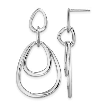 Leslie's Sterling Silver Rhodium-plated Polished Post Dangle Earrings