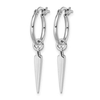 Leslie's Sterling Silver Rhodium-pl Hoop with Dangle Earrings — alternate view