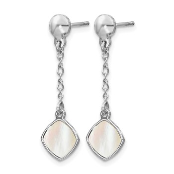 Leslie's Sterling Silver Rhodium-plated Mother of Pearl Post Dangle Earring — alternate view