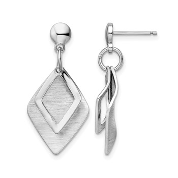 Leslie's Sterling Silver Radiant Essence Rho-pla Brush Post Dangle Earrings