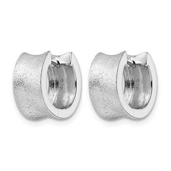 Leslie's Sterling Silver Rhod-plated D/C Brushed Huggie Hoop Earrings — alternate view