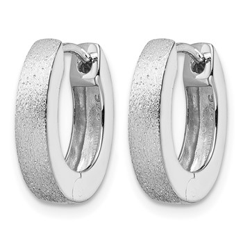 Leslie's Radiant Essence SS Rhod-plated D/C Brushed Oval Hoop Earrings — alternate view