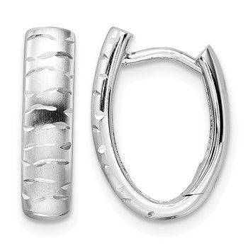 Leslie's Sterling Silver Rhod-plated D/C Brushed Oval Hoop Earrings
