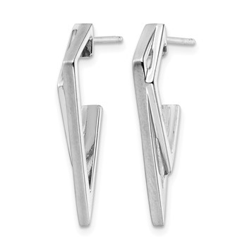 Leslie's Sterling Silver Rhod-plated Polished and Brushed Dangle Earrings — alternate view