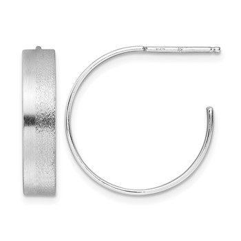 Leslie's Radiant Essence SS Rhod-plated Brushed C-Hoop Earrings