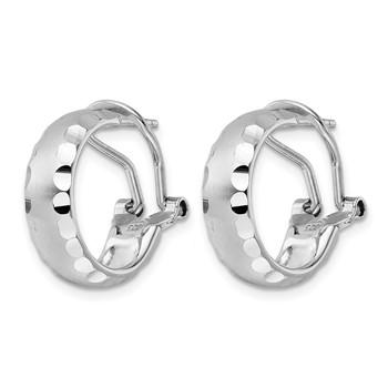 Leslie's Radiant Essence SS Rhod-plated Brushed D/C Omega Back Earrings — alternate view