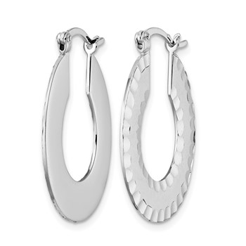 Leslie's Radiant Essence SS Rhod-plated Brushed D/C Hoop Earrings — alternate view
