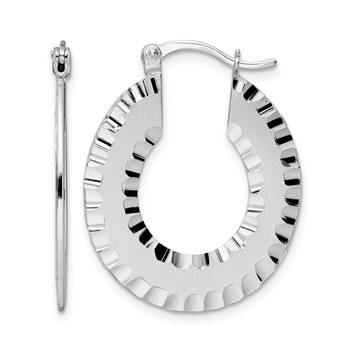 Leslie's Radiant Essence SS Rhod-plated Brushed D/C Hoop Earrings