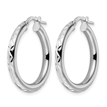 Leslie's Sterling Silver Rhod-plated Polished D/C Hoop Earrings — alternate view