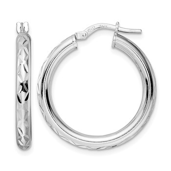 Leslie's Sterling Silver Rhod-plated Polished D/C Hoop Earrings