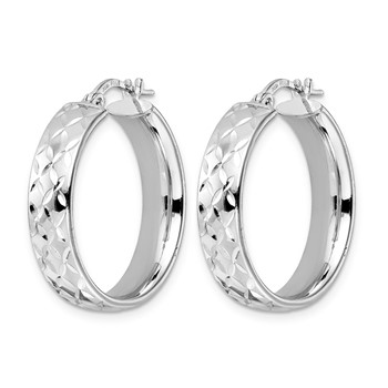 Leslie's Sterling Silver Rhod-plated Polished D/C Hoop Earrings — alternate view