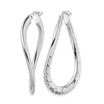 Leslie's Sterling Silver Rhod-plated Pol & D/C Curved Oval Hoop Earrings — alternate view