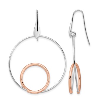 Leslie's Sterling Silver Rh-p Rose-tone Polished Dangle Earrings