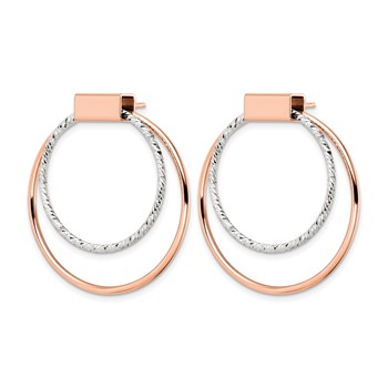 Leslie's Sterling Silver Rh-p Rose-tone Polished D/C Post Dangle Earrings — alternate view