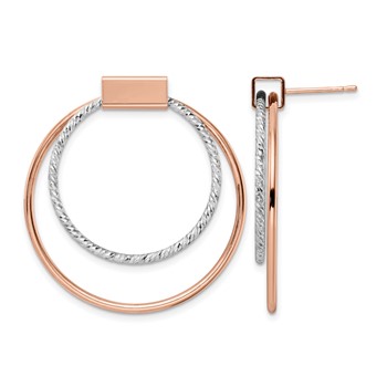 Leslie's Sterling Silver Rh-p Rose-tone Polished D/C Post Dangle Earrings