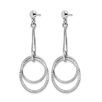 Leslie's Sterling Silver Rhod-plated Polished D/C Post Dangle Earrings — alternate view