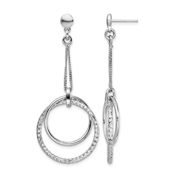 Leslie's Sterling Silver Rhod-plated Polished D/C Post Dangle Earrings