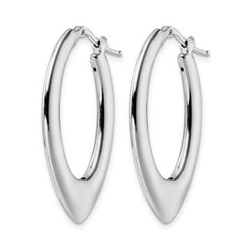 Leslie's Sterling Silver Rhod-plated Polished Oval Hoop Earrings — alternate view